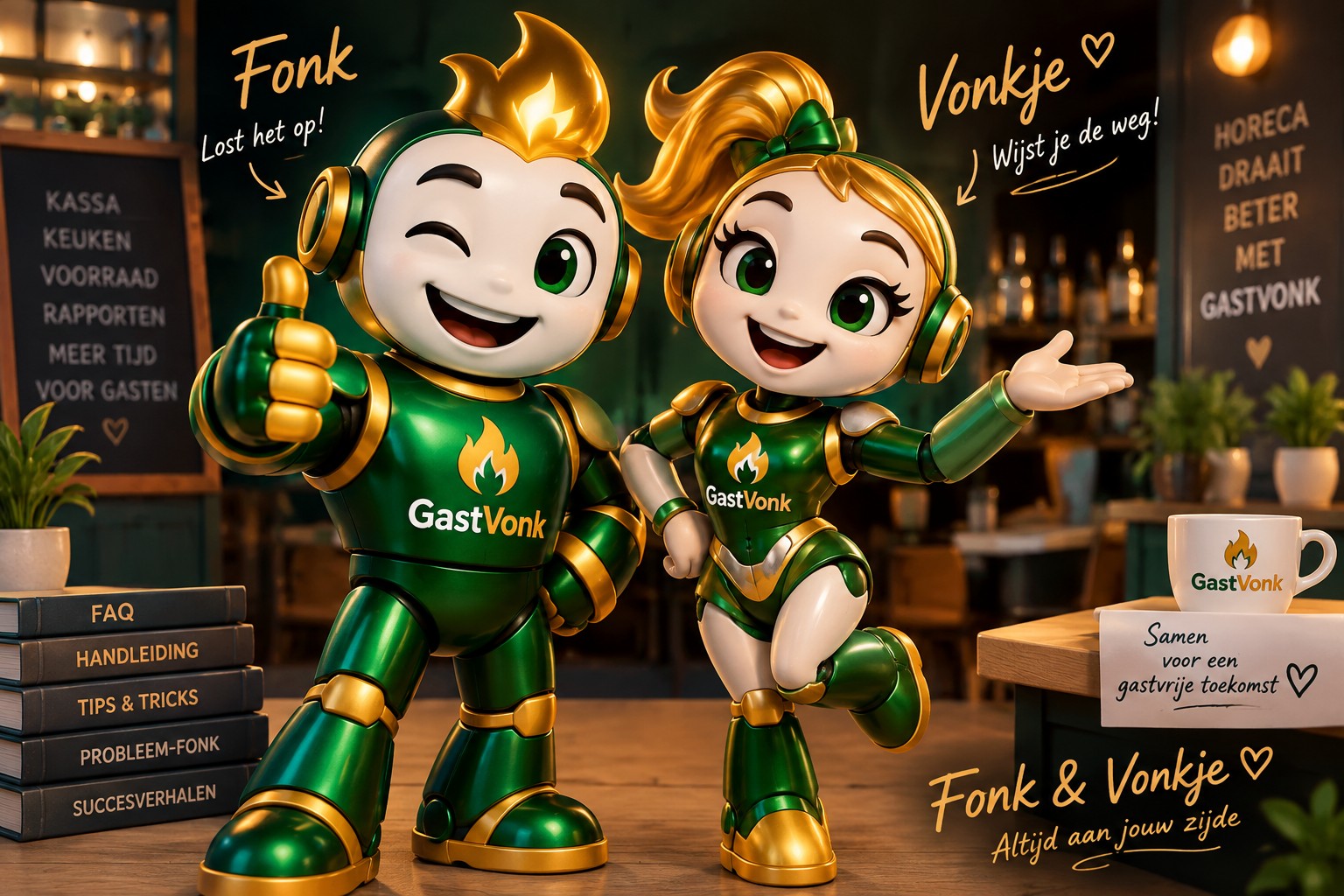 Fonk en Vonkje helpen GastVonk-gebruikers
